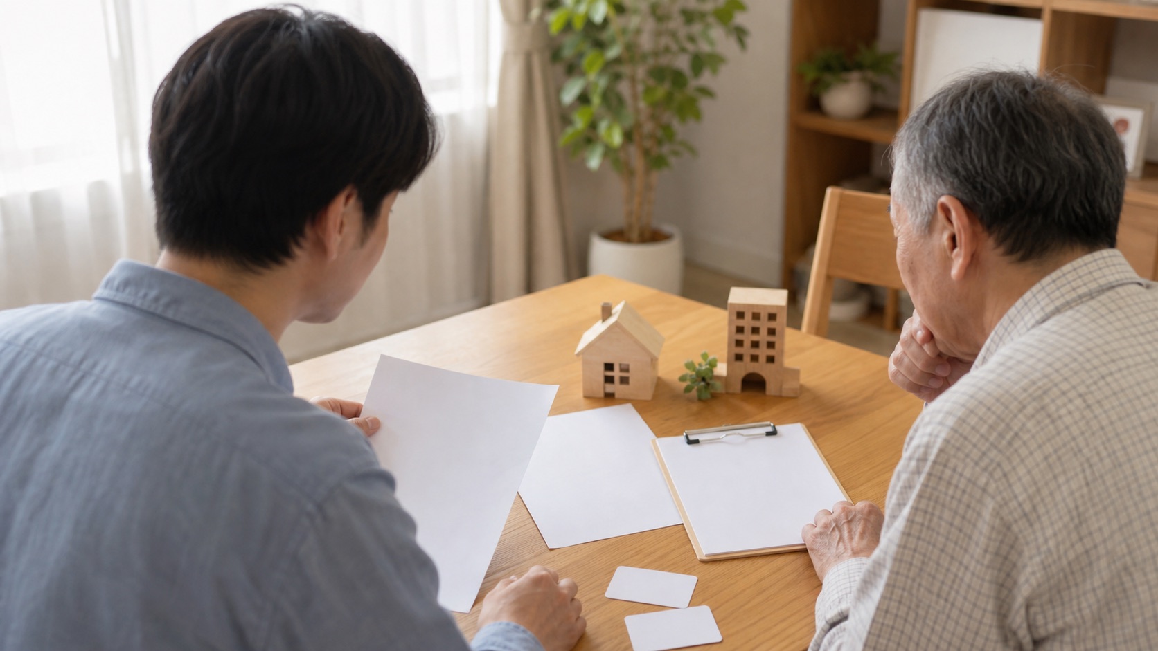 家族が介護施設と住民票と介護保険証の関係を確認するテーマ画像