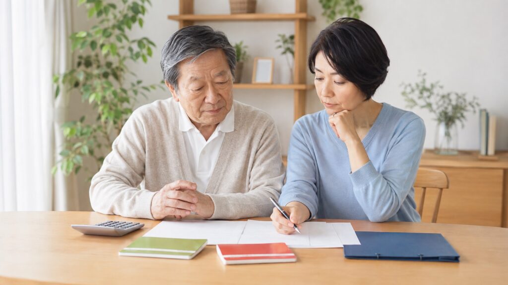 介護施設の食費・居住費と申請書類を家族で確認するテーマ画像