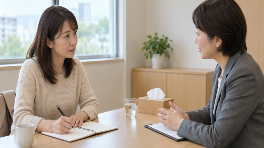 介護施設への心配を家族が相談員へ記録とともに伝えるテーマ画像