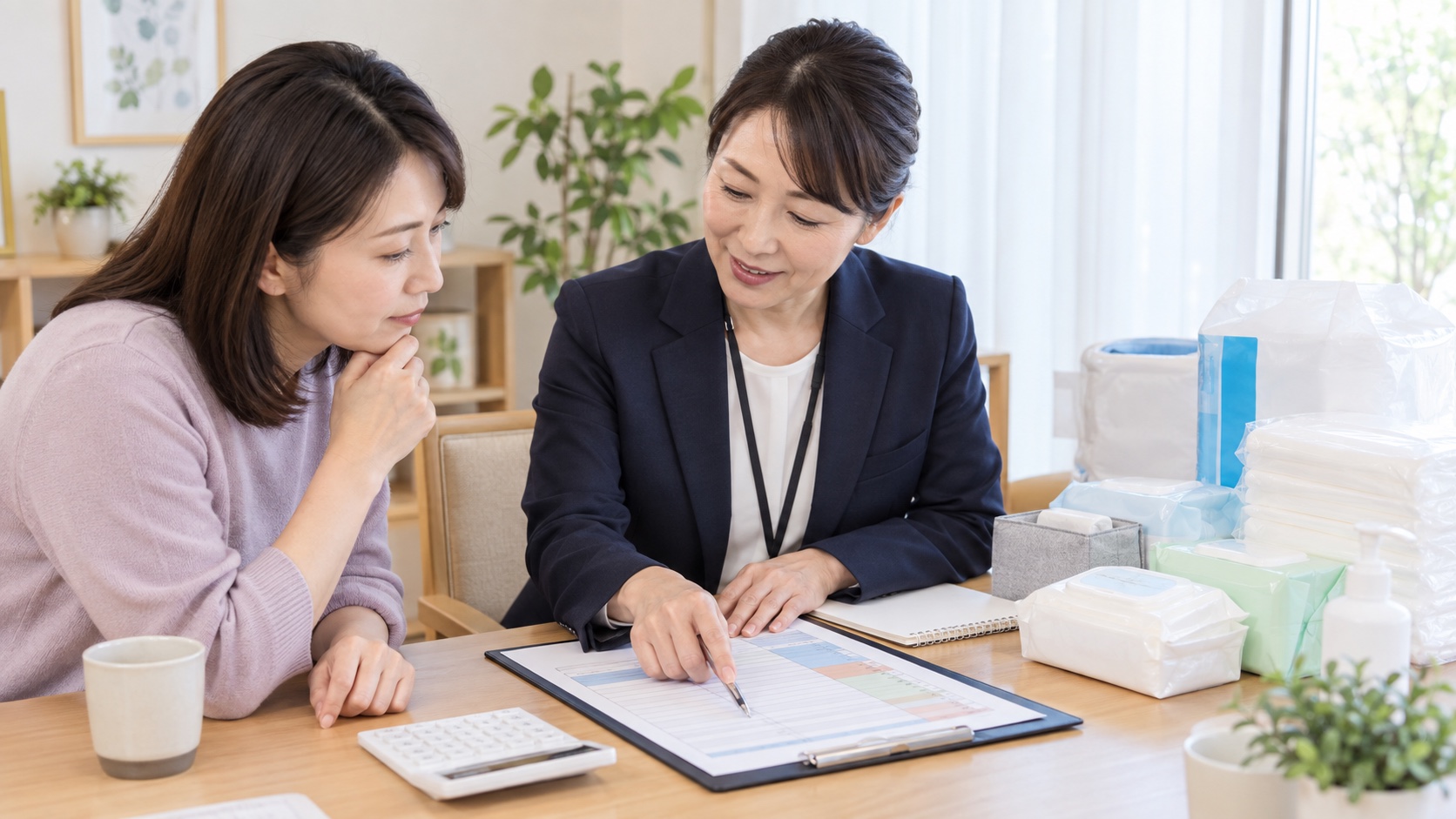 介護施設の月額費用明細と消耗品一覧を家族が確認するテーマ画像